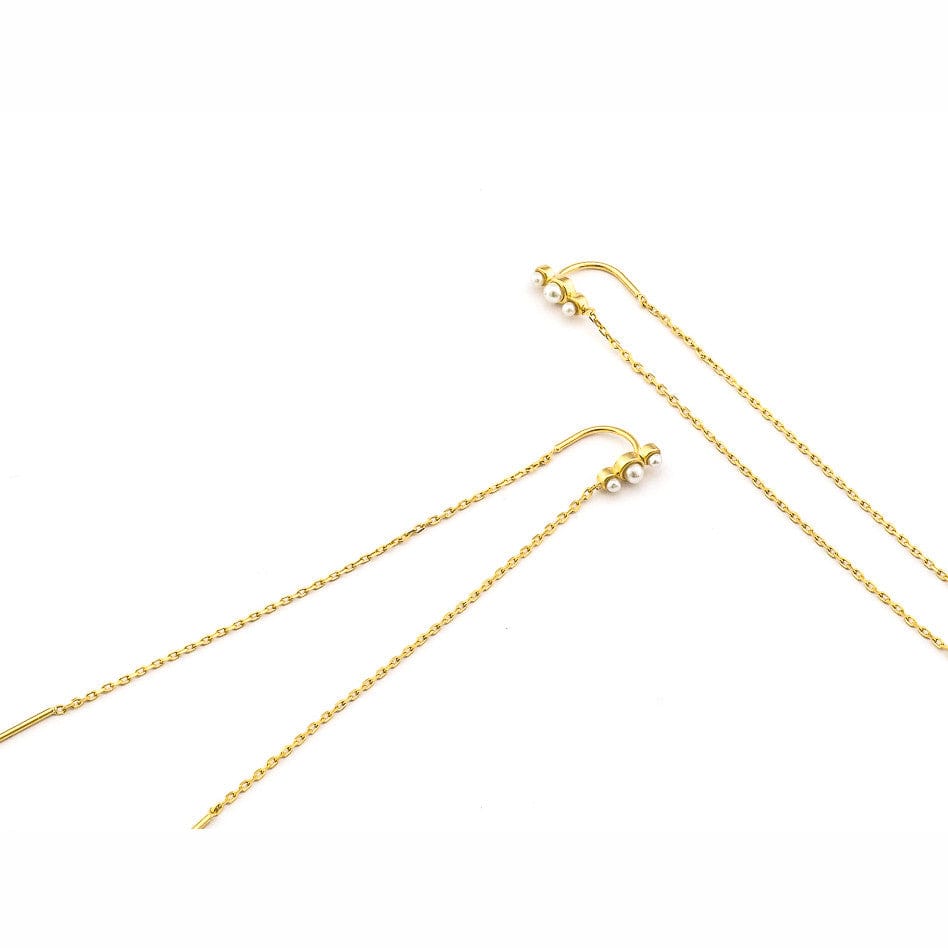 TAI JEWELRY Earrings PEARL Triple Stone Threader Earring