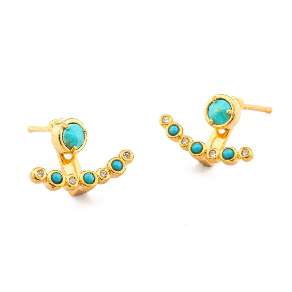 TAI JEWELRY Earrings Turquoise And Cz Jacket