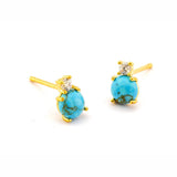 TAI JEWELRY | Turquoise Circle Post with CZ | Earrings |