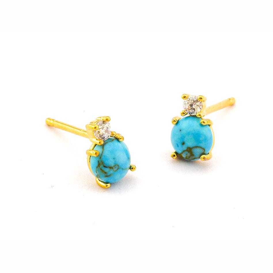 TAI JEWELRY Earrings Turquoise Circle Post With Cz