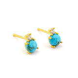 TAI JEWELRY | Turquoise Circle Post with CZ | Earrings |