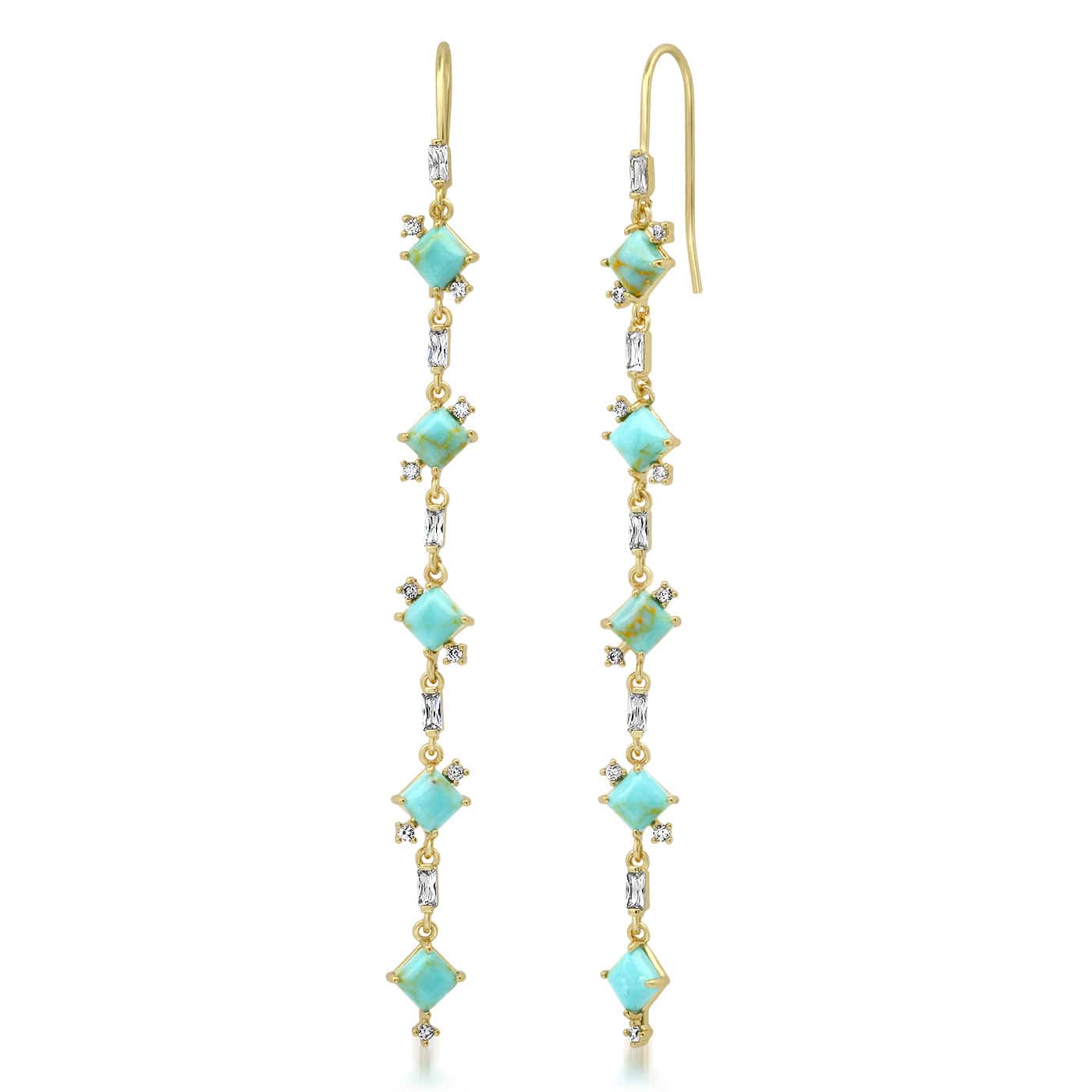 TAI JEWELRY | Turquoise CZ Linear Drop Earrings | Earrings |