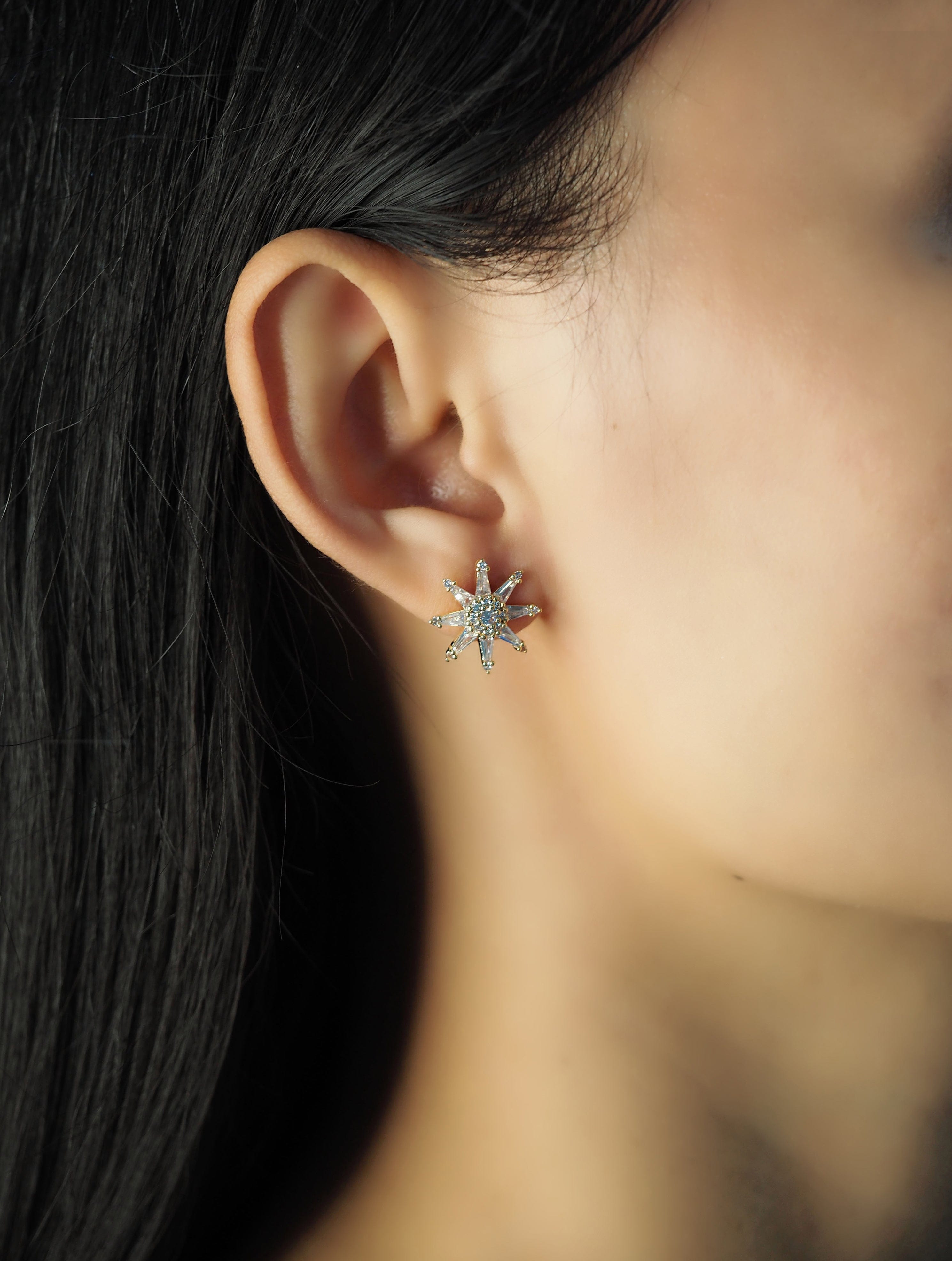 TAI JEWELRY | Twinkling Star Baquette Cz Studs | Earrings |