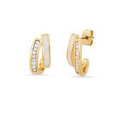 TAI JEWELRY Earrings White Vintage Style Channel Set CZ and Enamel Earrings