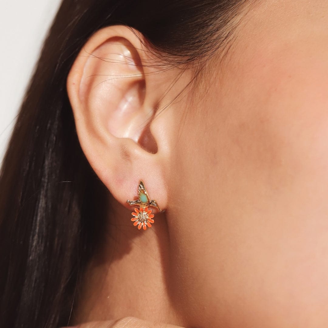TAI JEWELRY | Whimsical Enamel Bird and Daisy Studs | Earrings |