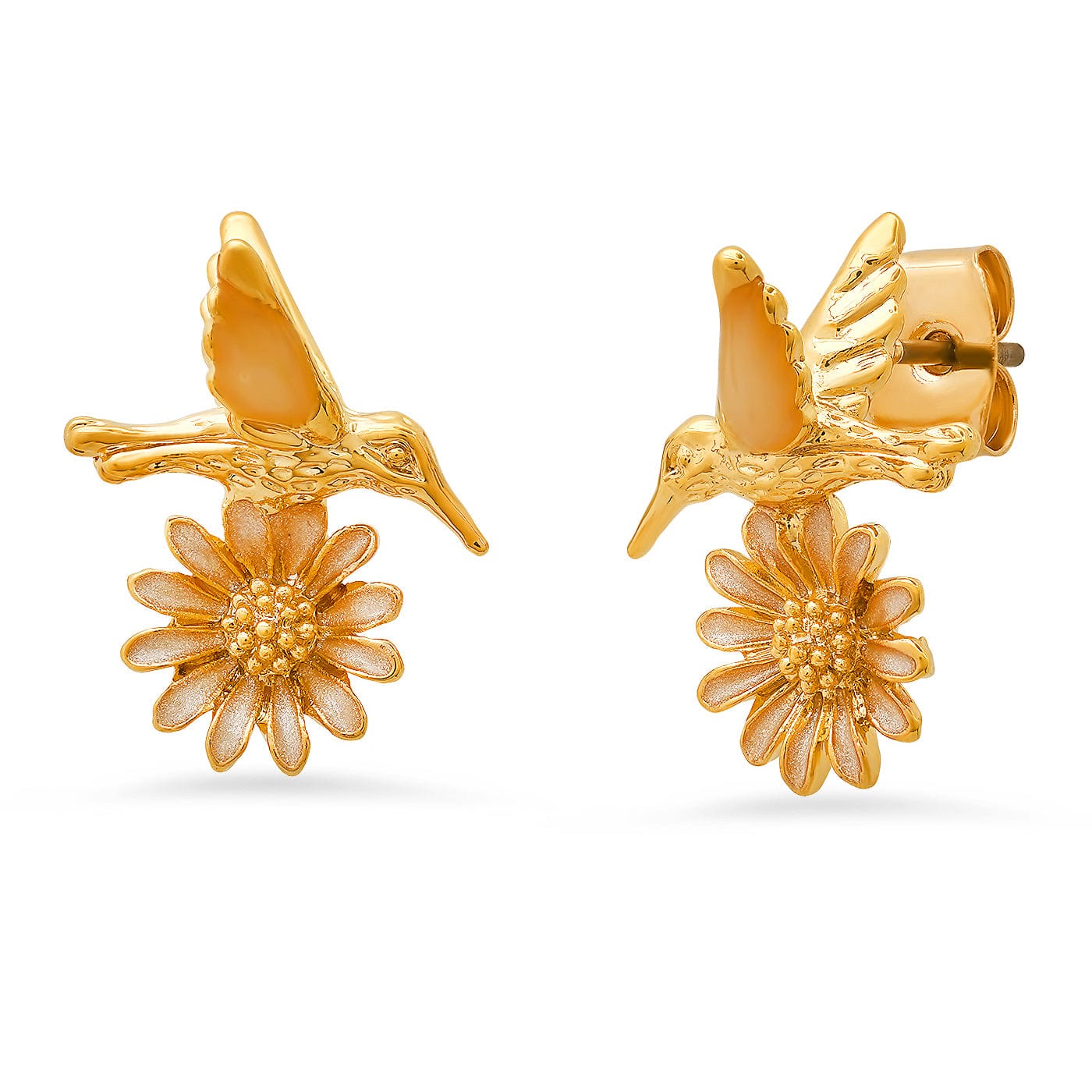 TAI JEWELRY | Whimsical Enamel Bird and Daisy Studs | Earrings |