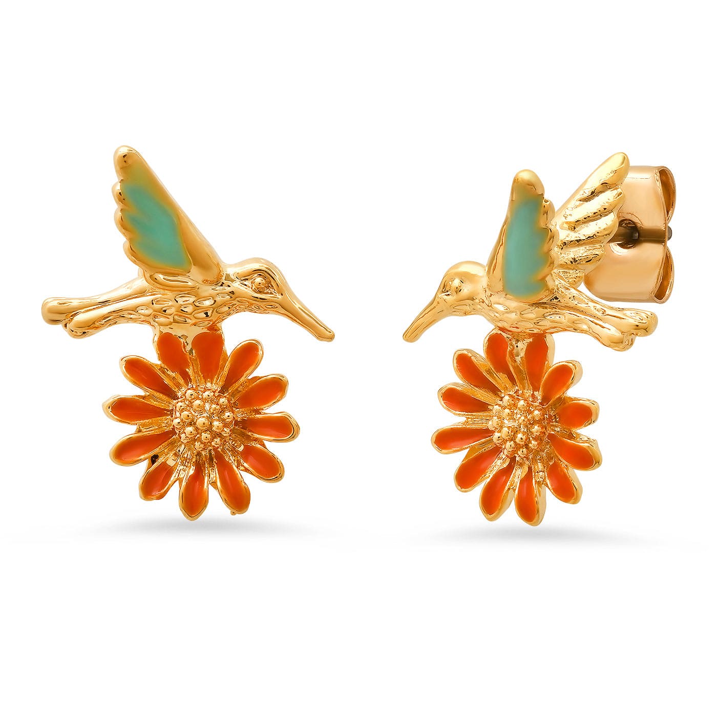 TAI JEWELRY | Whimsical Enamel Bird and Daisy Studs | Earrings |