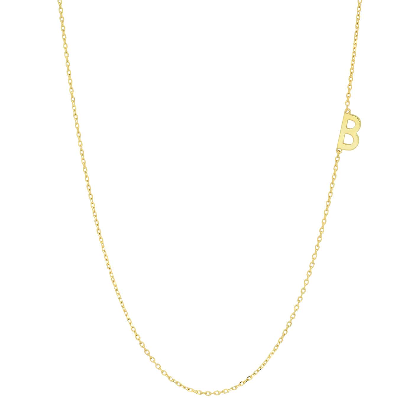 TAI JEWELRY Necklace B 14k Sideways Monogram Necklace