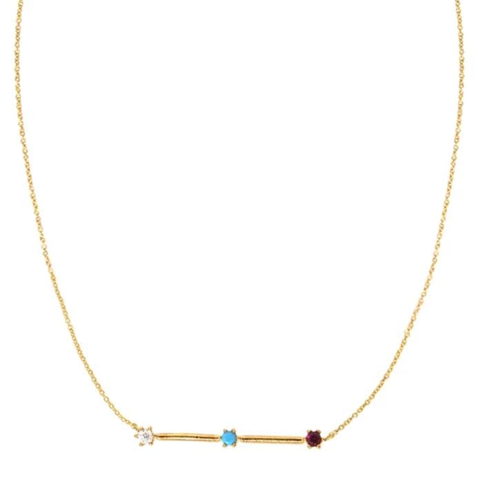TAI JEWELRY Necklace Bar Necklace With 3 Tiny Stones