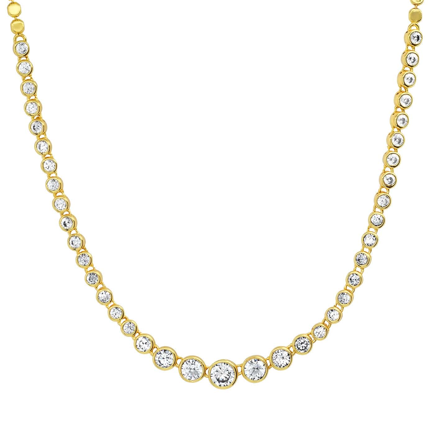 TAI JEWELRY | Bezel Set CZ Graduated Tennis Necklace | Necklace |