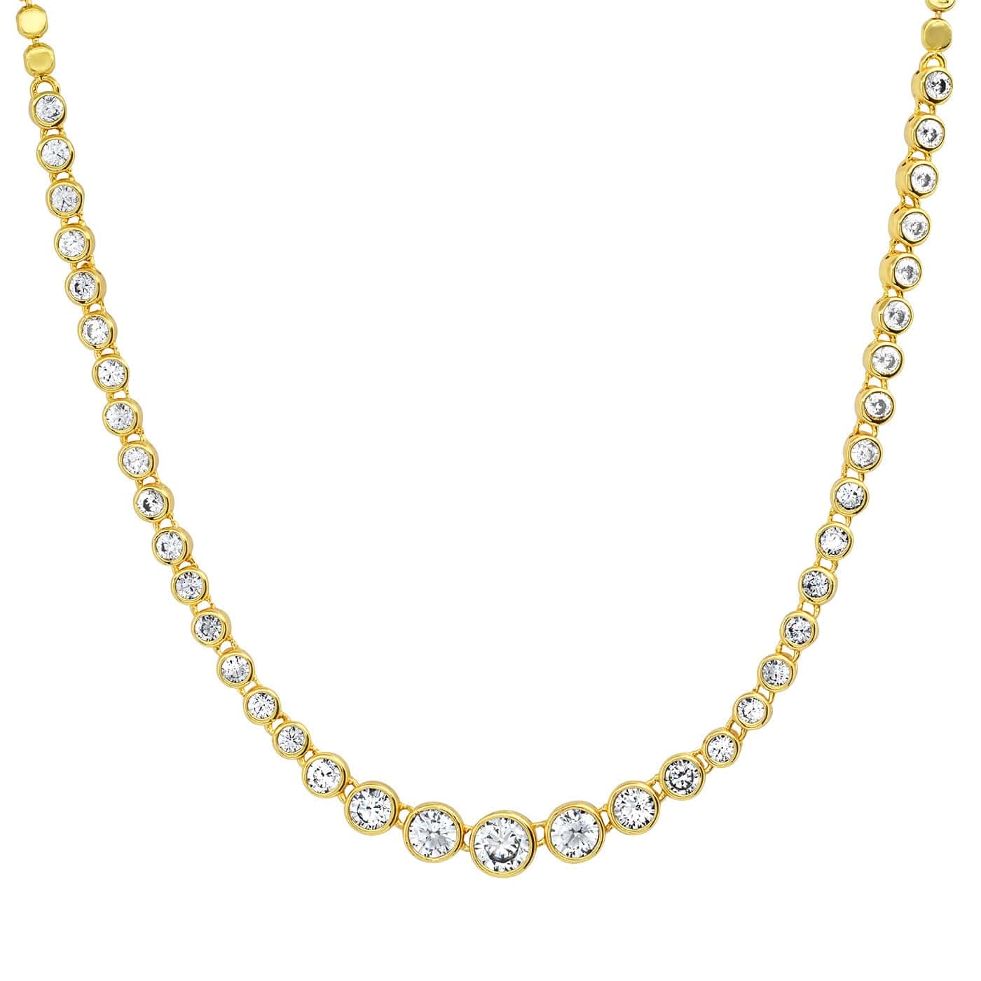 TAI JEWELRY Necklace Bezel Set CZ Graduated Tennis Necklace