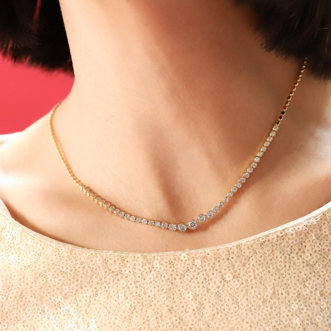 TAI JEWELRY | Bezel Set CZ Graduated Tennis Necklace | Necklace |