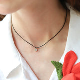 TAI JEWELRY | Black Cable Chain with Gold Pave CZ Disc | Necklace |
