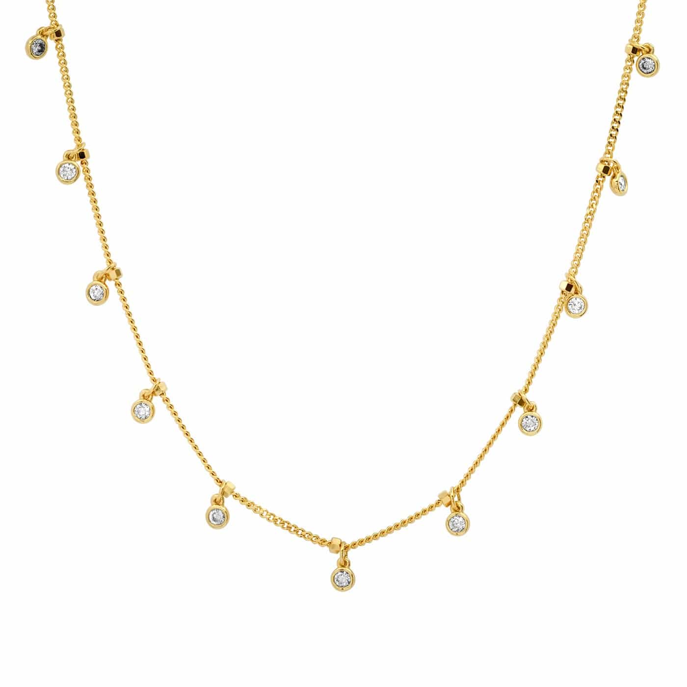 TAI JEWELRY Necklace Gold Vermeil Chain with Bezel Set CZ Stations