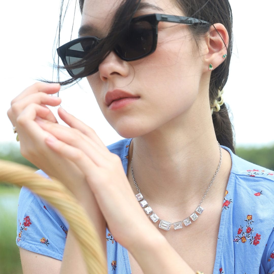 TAI JEWELRY | Chunky Emerald Cut Glass Stone Necklace | Necklace |