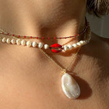 TAI JEWELRY Necklace Cowrie Pearl Beaded Necklace