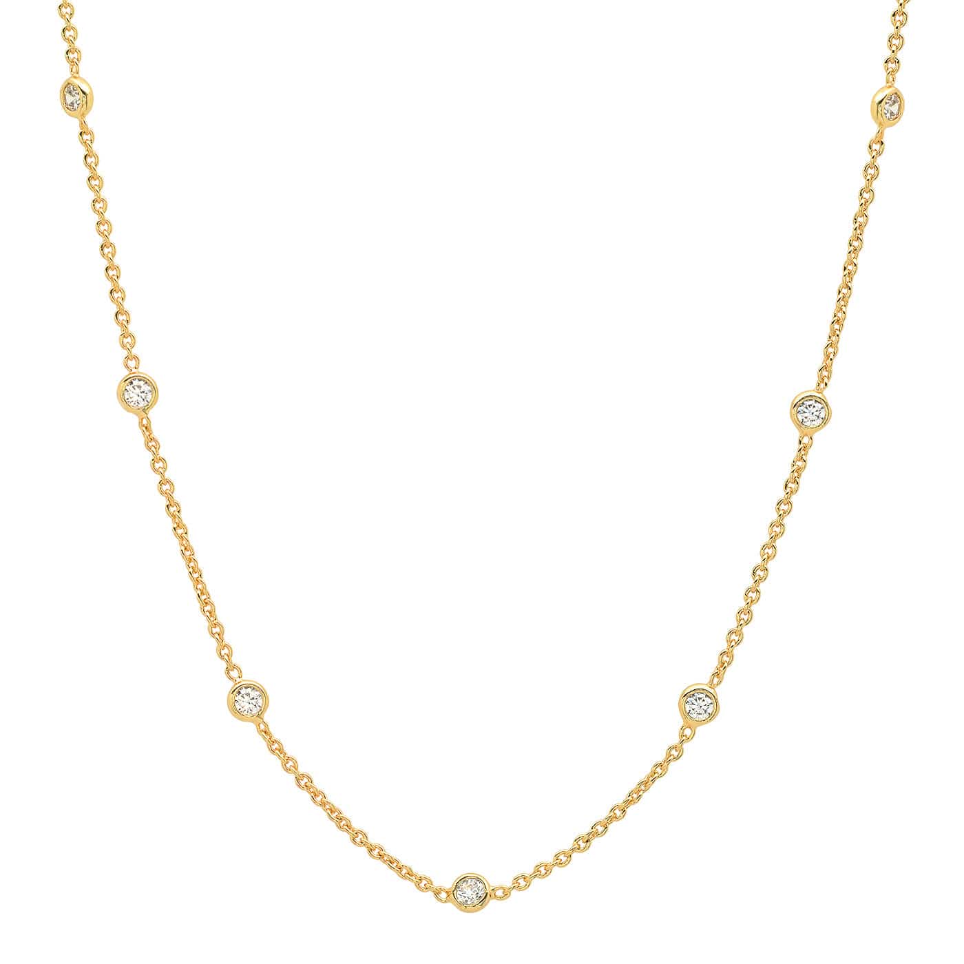 TAI JEWELRY Necklace CZ Bezel Station Necklace