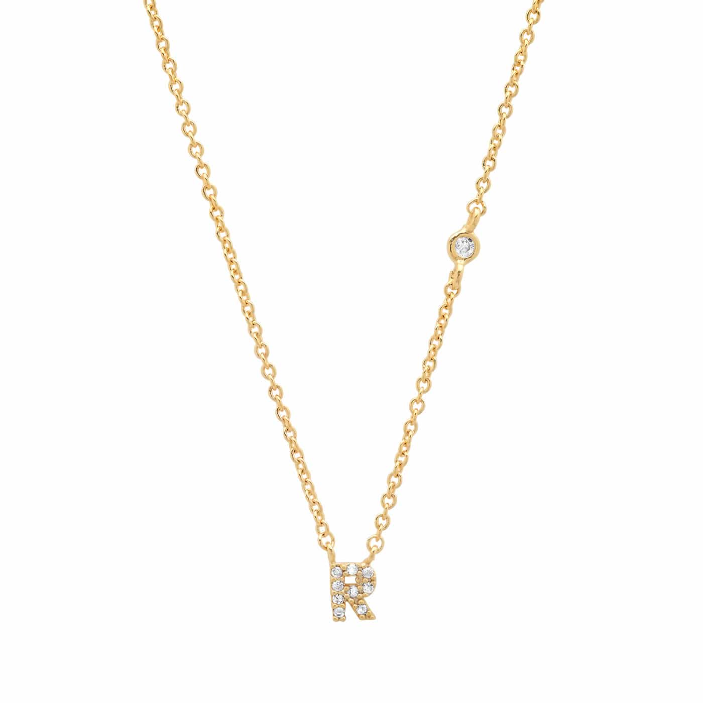 TAI JEWELRY Necklace Gold / R CZ Initial Necklace