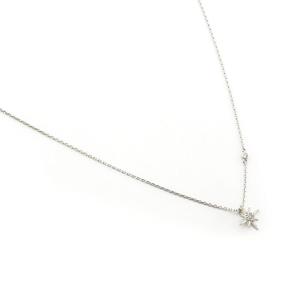 TAI JEWELRY Necklace SILVER CZ Starburst Pendant Necklace