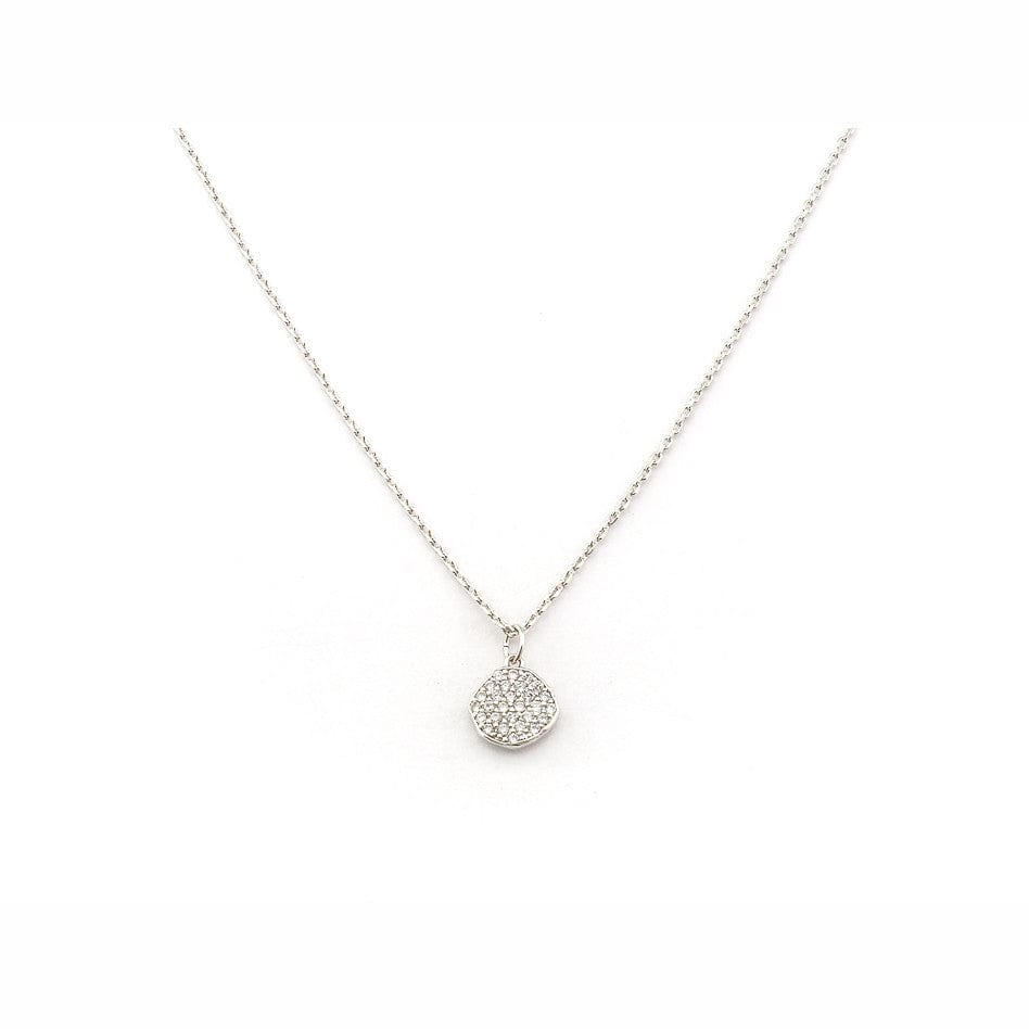 TAI JEWELRY Necklace Cz Wavy Disc Pendant Necklace
