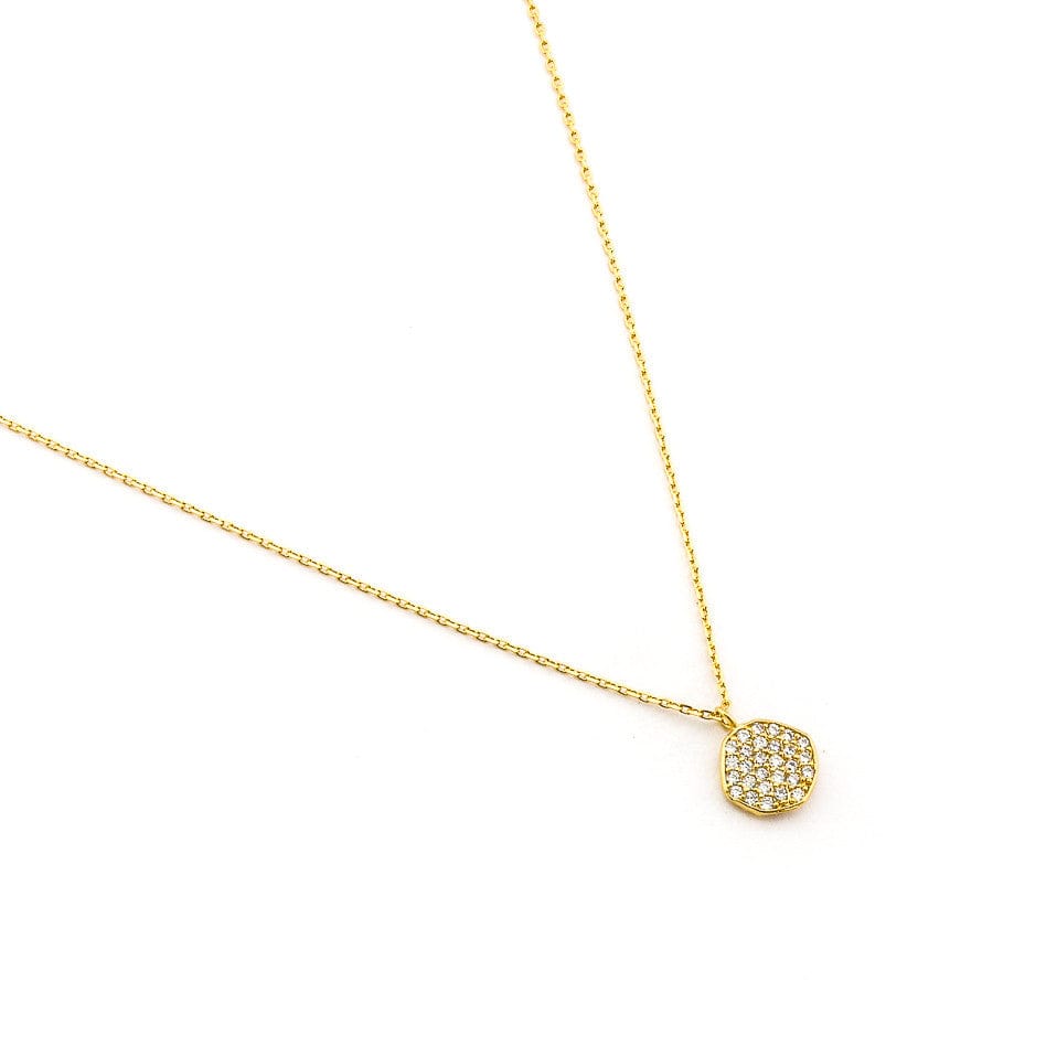 TAI JEWELRY Necklace Gold Cz Wavy Disc Pendant Necklace