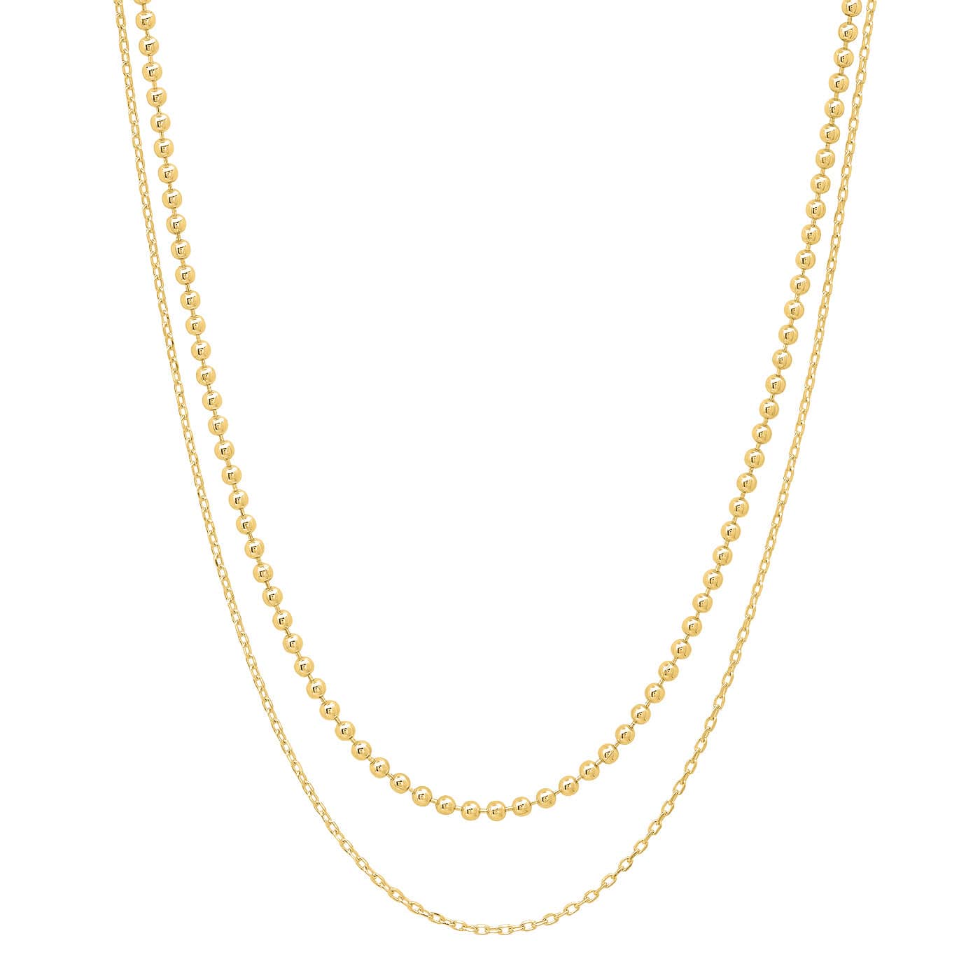 TAI JEWELRY Necklace Gold Double Chain Layering Necklace