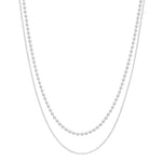 TAI JEWELRY Necklace Silver Double Chain Layering Necklace