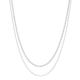 TAI JEWELRY Necklace Silver Double Chain Layering Necklace