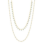 TAI JEWELRY | Double-Layered Ball Chain Necklace With CZ Accents | Necklace |