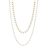 TAI JEWELRY | Double-Layered Ball Chain Necklace With CZ Accents | Necklace |