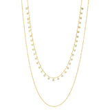 TAI JEWELRY | Double-Layered Ball Chain Necklace With CZ Accents | Necklace |