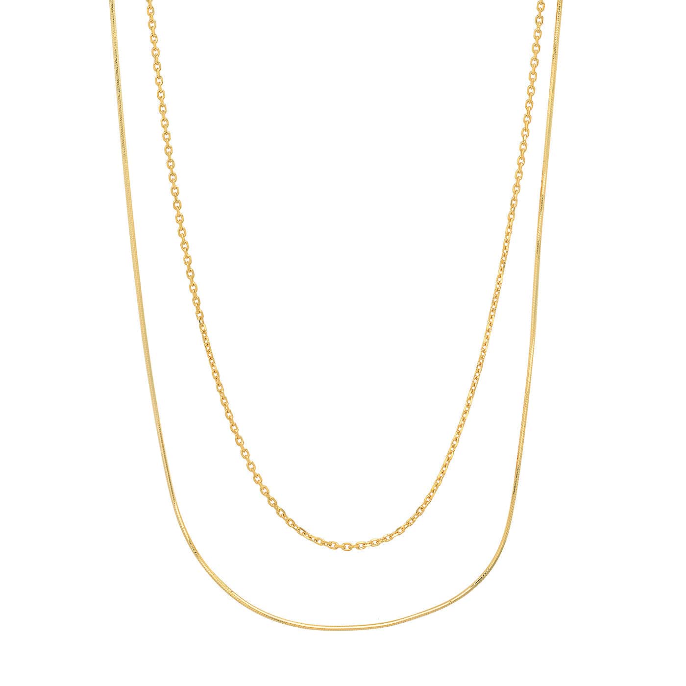 TAI JEWELRY Necklace Gold Double Link And Snake Chain Necklace