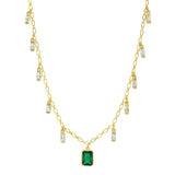 TAI JEWELRY Necklace Emerald Baguette Dangle Necklace