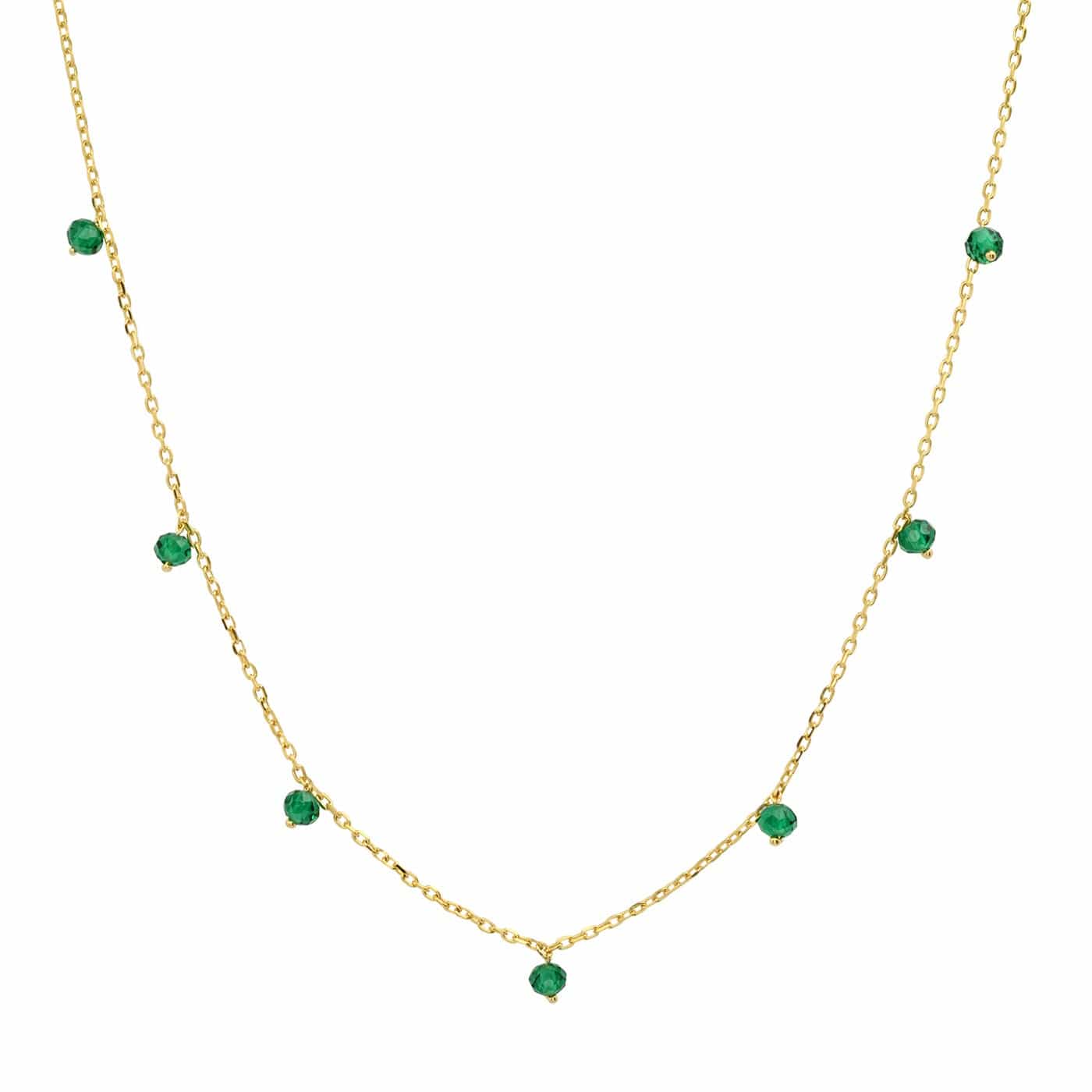 TAI JEWELRY Necklace Emerald Green CZ Station Necklace