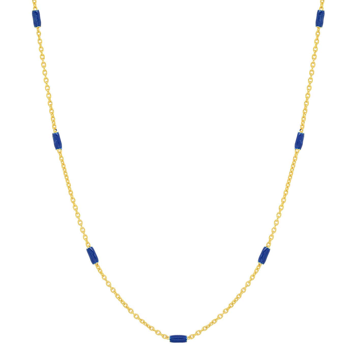 TAI JEWELRY Necklace Navy Enamel Bead Chain