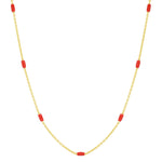 TAI JEWELRY Necklace Red Enamel Bead Chain