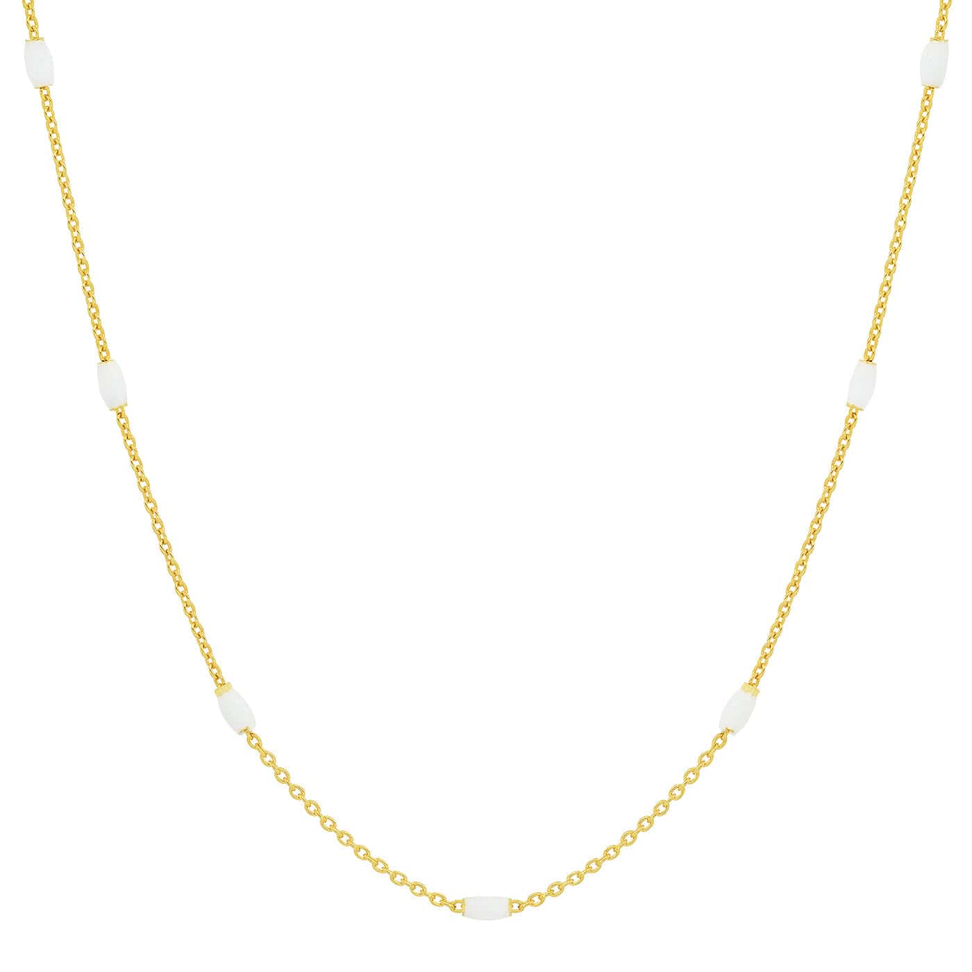 TAI JEWELRY Necklace White Enamel Bead Chain