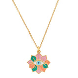 TAI JEWELRY | Enamel Evil Eye Necklace With Flower Accent | Necklace |