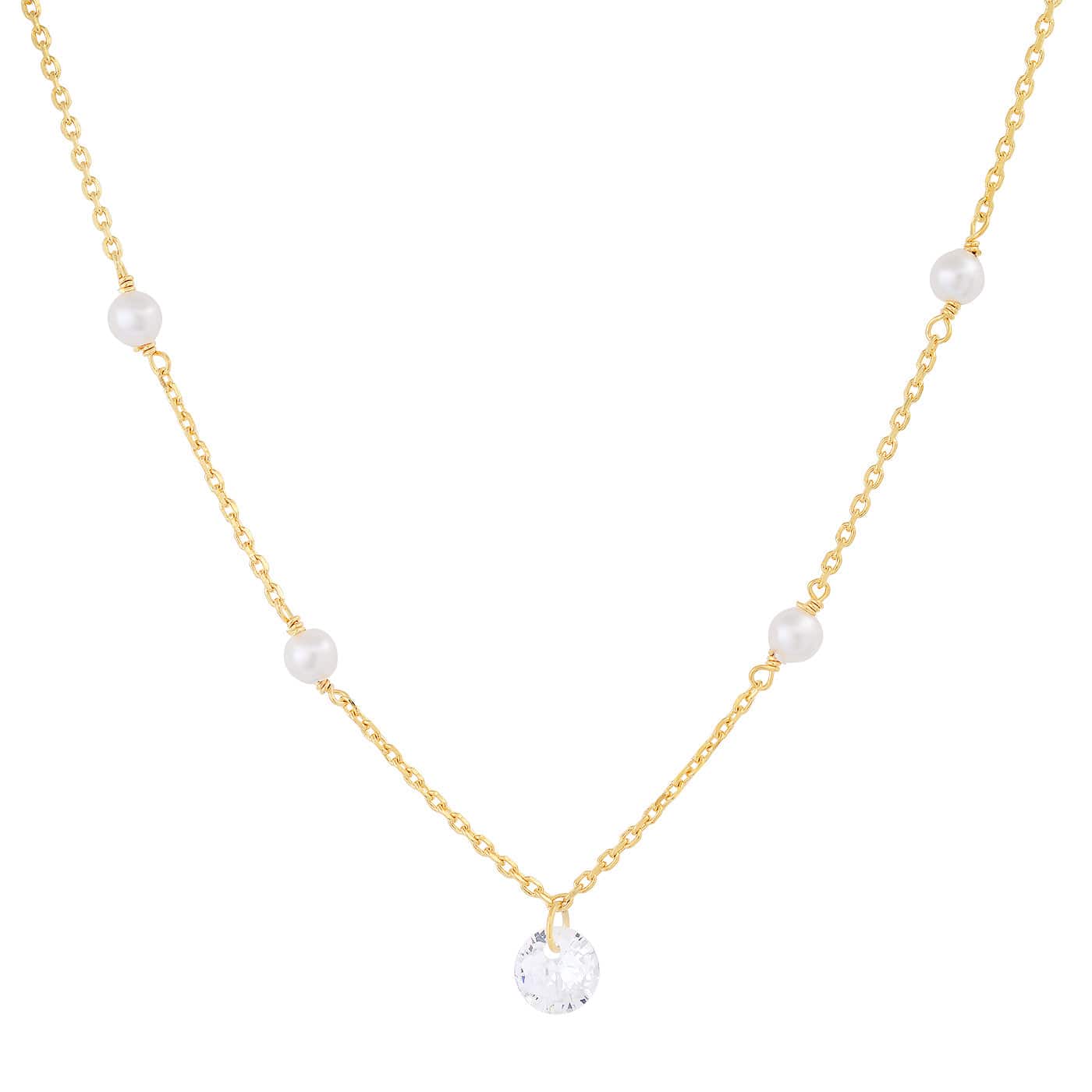 TAI JEWELRY | Floating Pearl & CZ Necklace | Necklace |