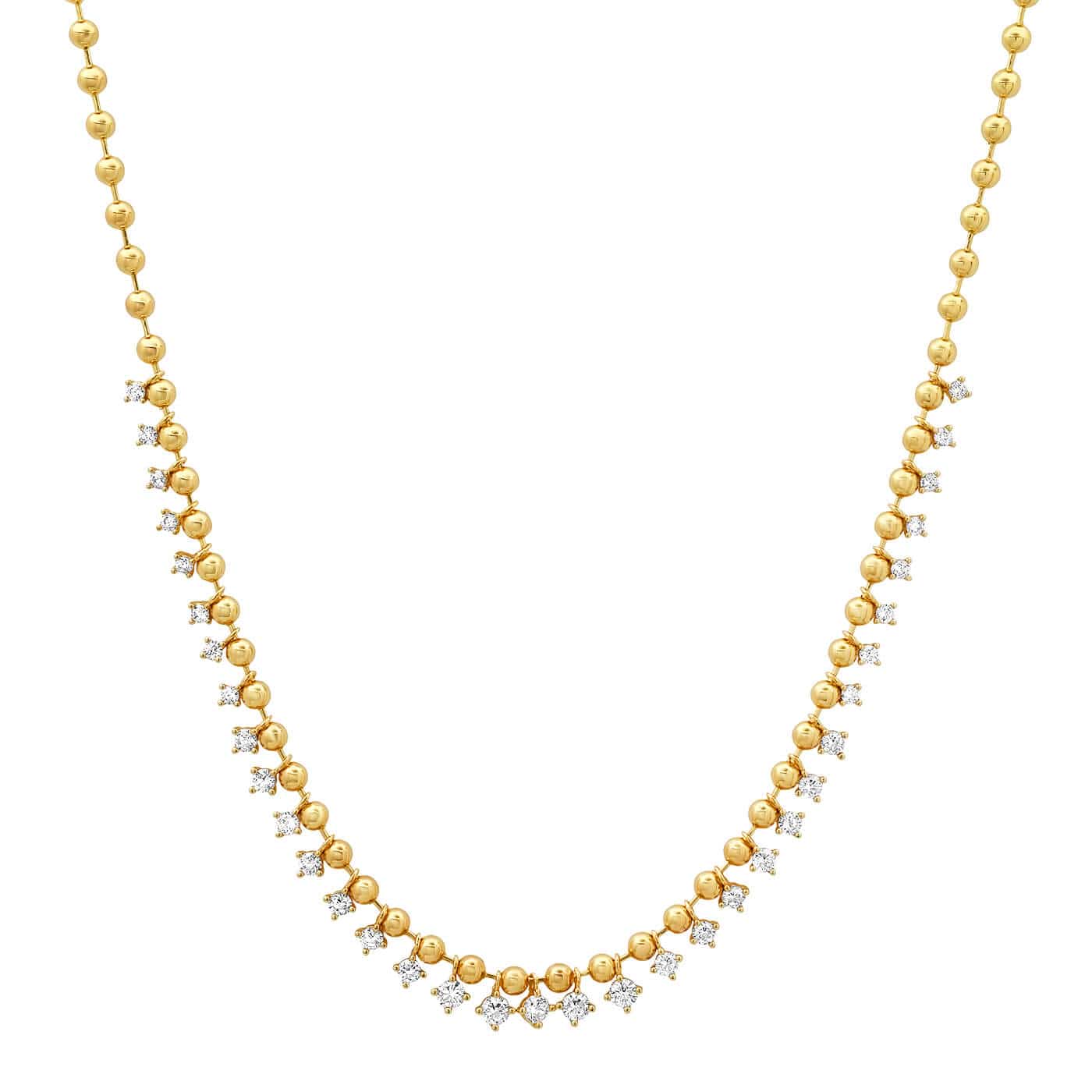 TAI JEWELRY Necklace Gold Ball Necklace with Graduated CZ Stones