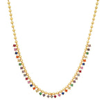 TAI JEWELRY Necklace Gold Ball Necklace with Graduated Rainbow CZ Stones