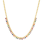 TAI JEWELRY Necklace Gold Ball Necklace with Graduated Rainbow CZ Stones
