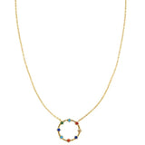 TAI JEWELRY Necklace Gold Circle Necklace With 8 Stone Accents