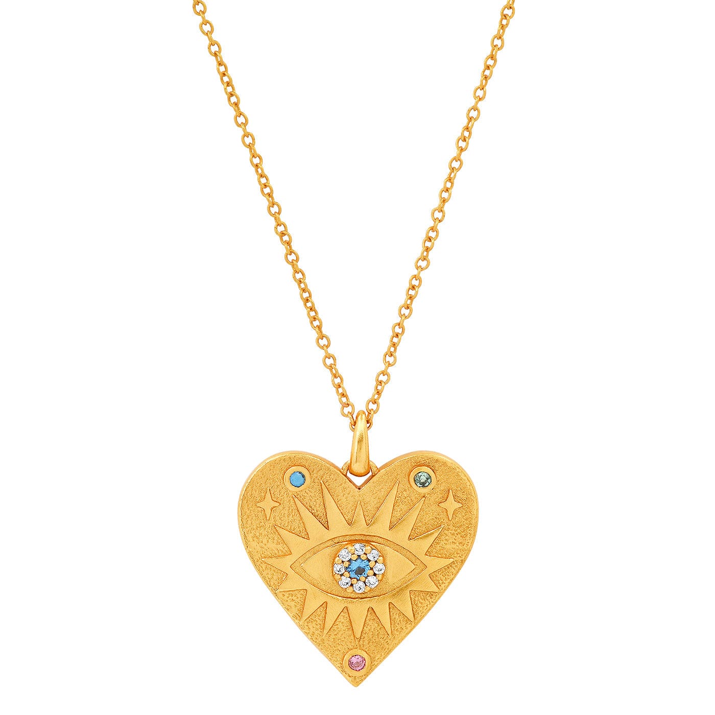 TAI JEWELRY Necklace Gold Heart Evil Eye Necklace