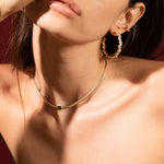 TAI JEWELRY | Gold Herringbone Necklace with Jewel Center | Necklace |