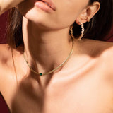 TAI JEWELRY | Gold Herringbone Necklace with Jewel Center | Necklace |