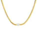 TAI JEWELRY | Gold Herringbone Necklace with Jewel Center | Necklace |