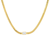 TAI JEWELRY | Gold Herringbone Necklace with Jewel Center | Necklace |