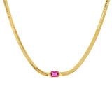 TAI JEWELRY Necklace Pink Gold Herringbone Chain with Center Stone