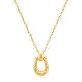 TAI JEWELRY Necklace Gold Horseshoe Necklace with Embedded CZ Stones